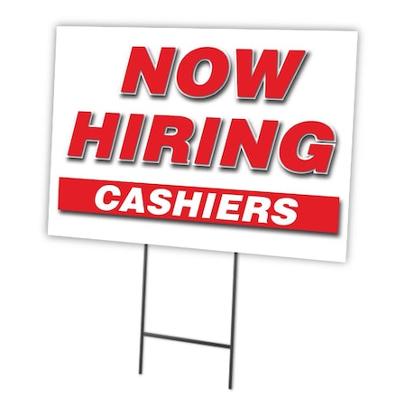 Now Hiring Cashiers Yard Sign & Stake Outdoor Plastic Coroplast Window